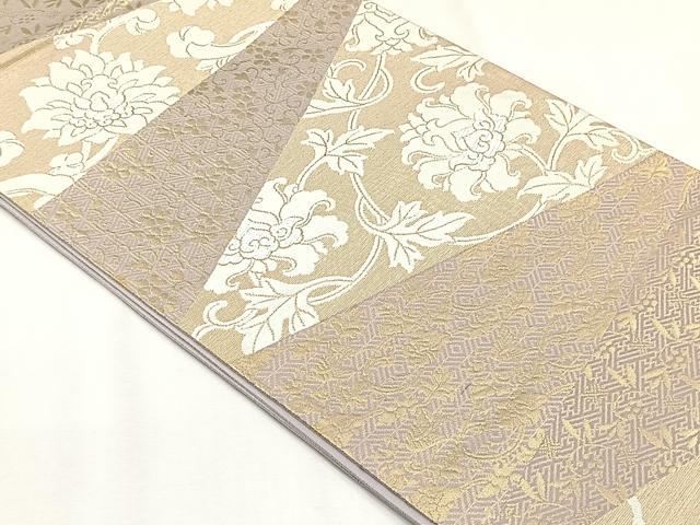 平和屋着物◎六通柄袋帯　更紗花唐草文　金糸　正絹　逸品　未使用　CABH7528yk