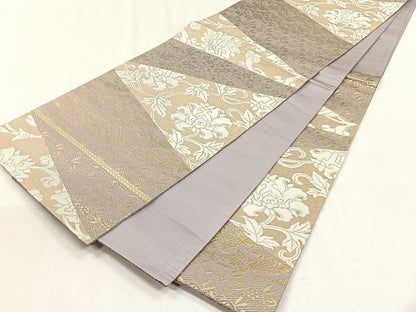 平和屋着物◎六通柄袋帯　更紗花唐草文　金糸　正絹　逸品　未使用　CABH7528yk