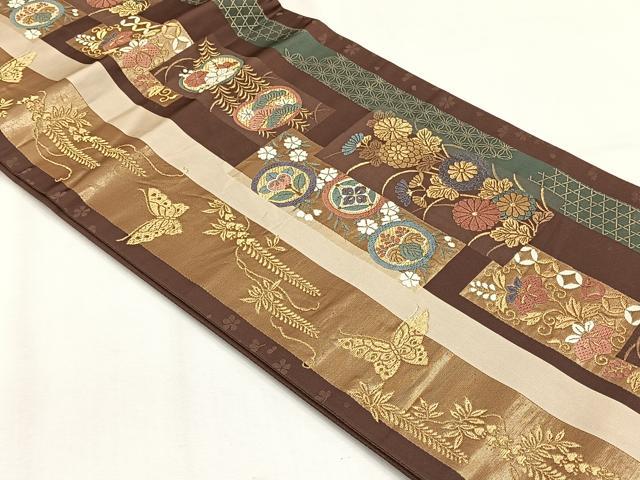 平和屋着物◎六通柄袋帯　唐織　名錦遺芳　金糸　正絹　逸品　CABH7530yk