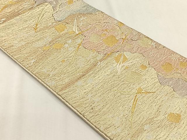 平和屋着物◎六通柄袋帯　花鳥文　金糸　正絹　逸品　CABH7533yk