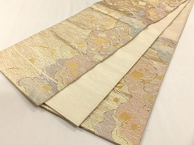 平和屋着物◎六通柄袋帯　花鳥文　金糸　正絹　逸品　CABH7533yk