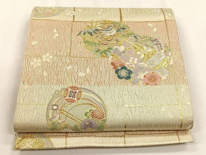 平和屋着物◎六通柄袋帯　唐織　楽器草花文　金銀糸　正絹　逸品　CABH7536yk