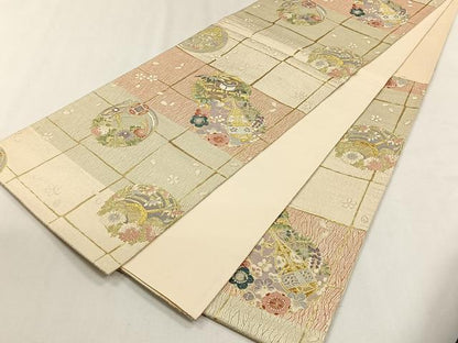 平和屋着物◎六通柄袋帯　唐織　楽器草花文　金銀糸　正絹　逸品　CABH7536yk
