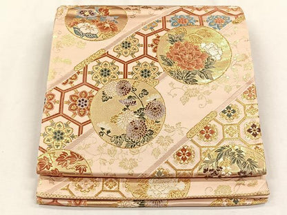 平和屋着物◎六通柄袋帯　唐織　桃山天井絵紋　金糸　正絹　逸品　CABH7541yk