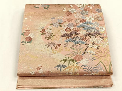 平和屋着物◎六通柄袋帯　唐織　百花小袖紋　金銀糸　正絹　逸品　CABH7543yk