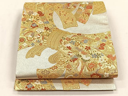 平和屋着物◎六通柄袋帯　唐織　束ね熨斗鳳凰花文　金糸　正絹　逸品　未使用　CABH7545yk