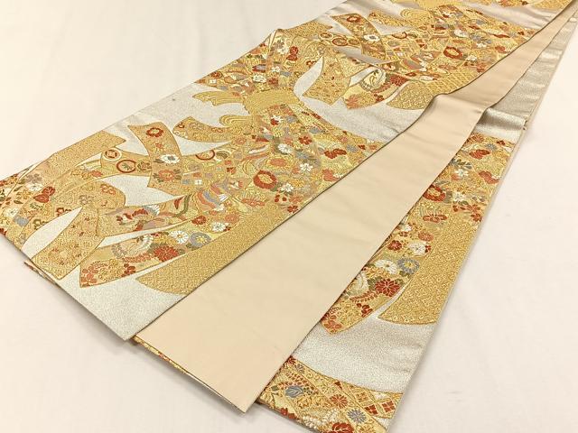 平和屋着物◎六通柄袋帯　唐織　束ね熨斗鳳凰花文　金糸　正絹　逸品　未使用　CABH7545yk