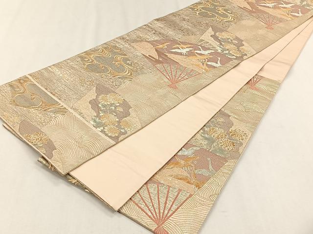 平和屋着物◎六通柄袋帯　光琳末広　金銀糸　正絹　逸品　CABH7548yk