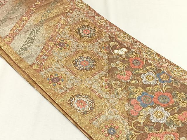 平和屋着物◎六通柄袋帯　花唐草文　金銀糸　正絹　逸品　CABH7553yk