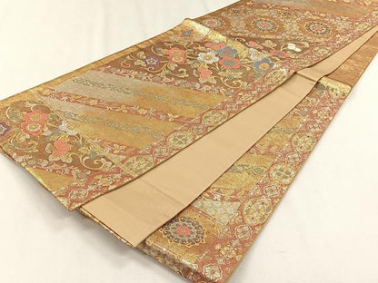 平和屋着物◎六通柄袋帯　花唐草文　金銀糸　正絹　逸品　CABH7553yk