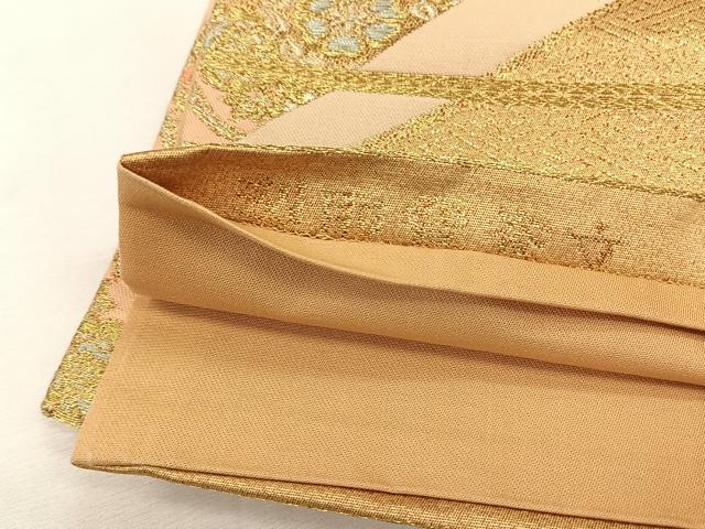 平和屋着物◎六通柄袋帯　裂取鴛鴦文　金糸　正絹　逸品　CABH7556yk