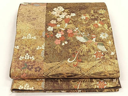 平和屋着物◎六通柄袋帯　唐織　鳳凰花唐草文　金糸　正絹　逸品　CABH7558yk
