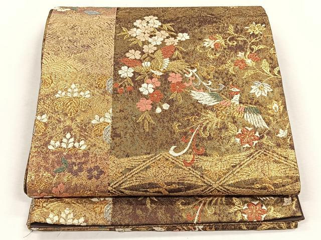 平和屋着物◎六通柄袋帯　唐織　鳳凰花唐草文　金糸　正絹　逸品　CABH7558yk