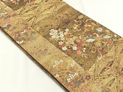 平和屋着物◎六通柄袋帯　唐織　鳳凰花唐草文　金糸　正絹　逸品　CABH7558yk