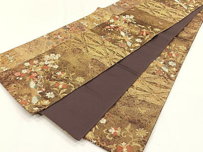 平和屋着物◎六通柄袋帯　唐織　鳳凰花唐草文　金糸　正絹　逸品　CABH7558yk