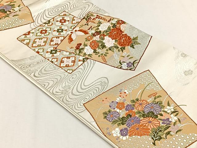 平和屋着物◎六通柄袋帯　唐織　小倉錦　銀糸　正絹　逸品　CABH7563yk