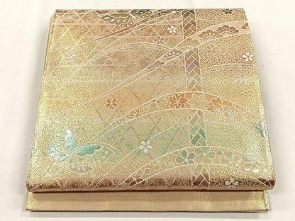 平和屋着物◎佐賀錦　全通柄袋帯　花蝶文　金銀糸　正絹　逸品　CABH7564yk