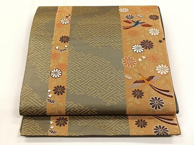 平和屋着物◎六通柄袋帯　唐織　花鳥文　金糸　正絹　逸品　CABH7570yk