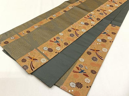 平和屋着物◎六通柄袋帯　唐織　花鳥文　金糸　正絹　逸品　CABH7570yk
