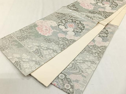 平和屋着物◎六通柄袋帯　唐織　九百錦　雪輪正倉院花文　プラチナ二重箔　正絹　逸品　CABH7571yk