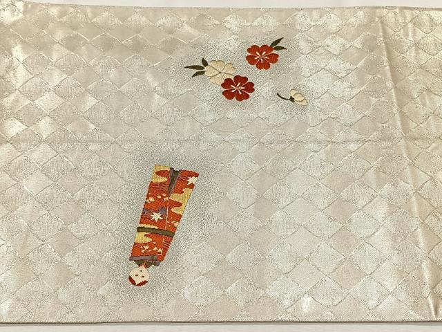 平和屋着物◎太鼓柄袋帯　唐織　花毬文　金糸　正絹　逸品　CABH7579yk