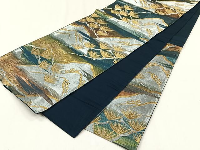 平和屋着物◎六通柄袋帯　枝松葉文　金銀糸　正絹　逸品　CABH7582yk