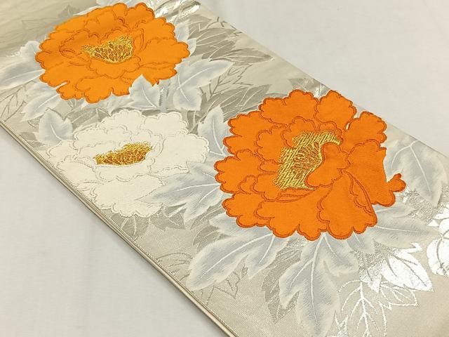 平和屋着物◎六通柄袋帯　牡丹　金銀糸　やまとオリジナル　正絹　逸品　CABH7584yk