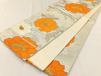 平和屋着物◎六通柄袋帯　牡丹　金銀糸　やまとオリジナル　正絹　逸品　CABH7584yk