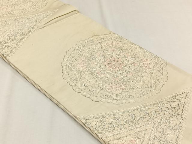 平和屋着物◎六通柄袋帯　唐織　正倉院花文　銀糸　正絹　逸品　CABH7585yk