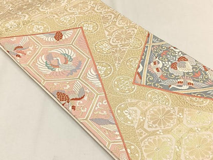 平和屋着物◎六通柄袋帯　唐織　つれつづれ　金銀糸　正絹　逸品　CABH7587yk