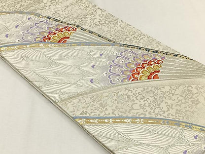 平和屋着物◎両面　六通柄袋帯　唐織　花唐草文　金銀糸　正絹　逸品　CABH7589yk