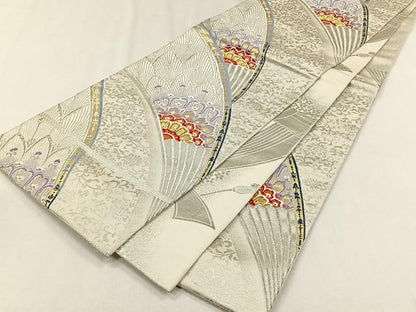 平和屋着物◎両面　六通柄袋帯　唐織　花唐草文　金銀糸　正絹　逸品　CABH7589yk