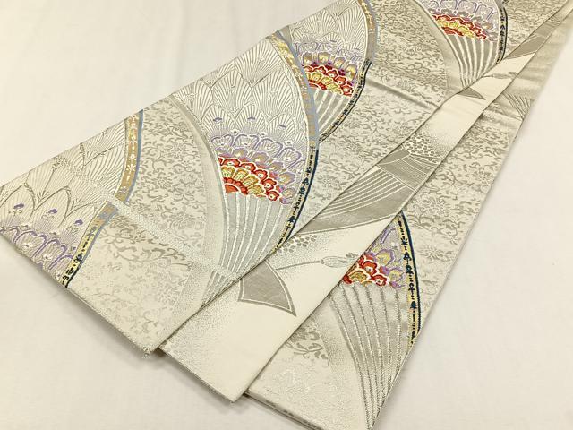 平和屋着物◎両面　六通柄袋帯　唐織　花唐草文　金銀糸　正絹　逸品　CABH7589yk