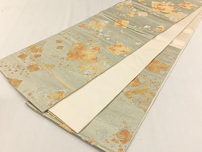 平和屋着物◎六通柄袋帯　切箔散し　青銅箔　正絹　逸品　CABH7591yk