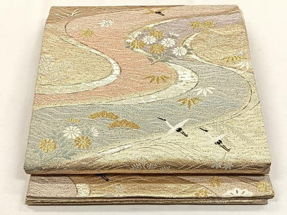 平和屋着物◎明綴　袋帯　さざ波金繍　金銀糸　正絹　逸品　CABH7595yk