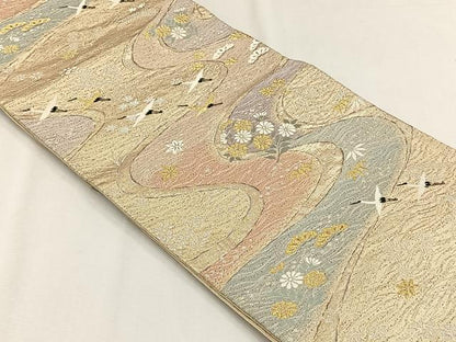 平和屋着物◎明綴　袋帯　さざ波金繍　金銀糸　正絹　逸品　CABH7595yk