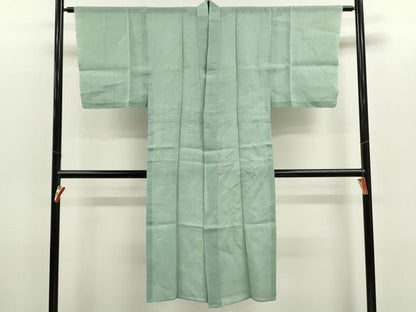 平和屋着物＊夏物　男性　色無地　紗　錆青磁色　麻　逸品　CABH7607ze