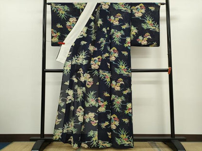 平和屋着物＊夏物　小紋　絽　型染め　御所解文　正絹　逸品　CABH7609ze
