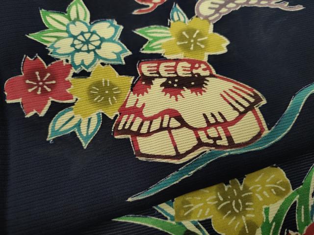 平和屋着物＊夏物　小紋　絽　型染め　御所解文　正絹　逸品　CABH7609ze