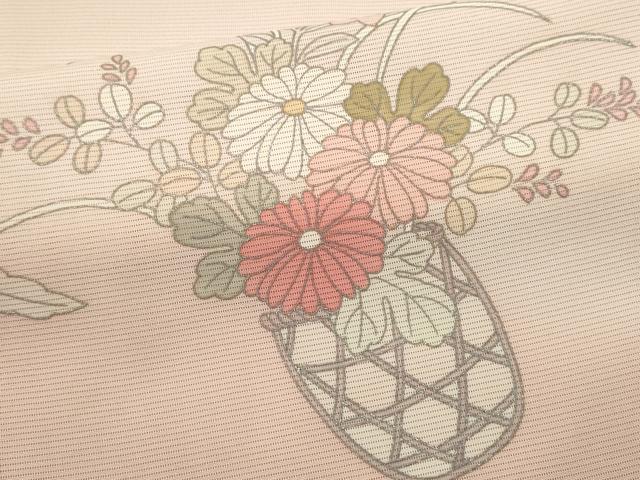 平和屋着物＊夏物　訪問着　絽　花籠文　暈し染め　銀彩　正絹　逸品　CABH7610ze
