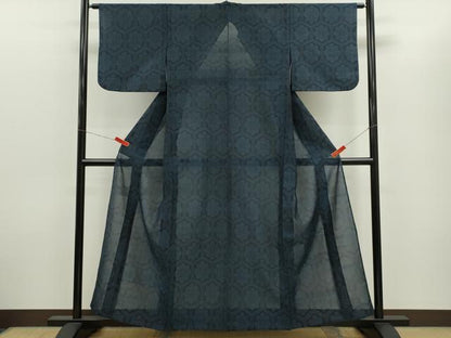 平和屋着物＊夏物　本場大島紬　夏大島　亀甲花文　正絹　逸品　CABH7617ze