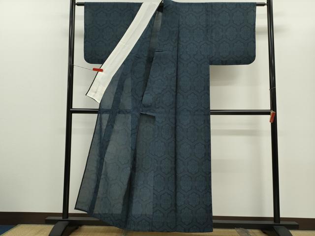 平和屋着物＊夏物　本場大島紬　夏大島　亀甲花文　正絹　逸品　CABH7617ze