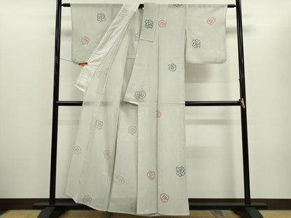 平和屋着物＊夏物　小紋　紗　舞花文　正絹　逸品　CABH7618ze