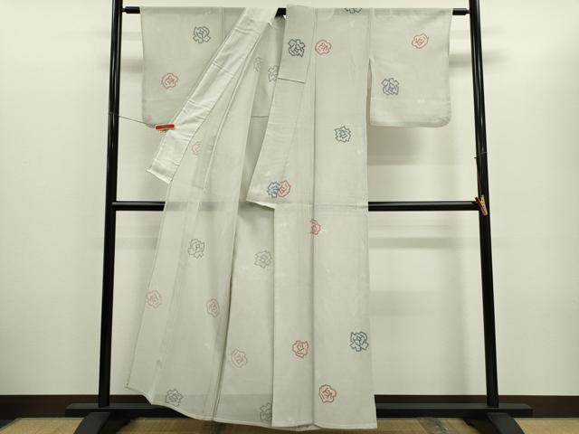 平和屋着物＊夏物　小紋　紗　舞花文　正絹　逸品　CABH7618ze