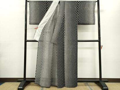 平和屋着物＊夏物　小紋　絽　網目文様　黒地　正絹　逸品　CABH7623ze