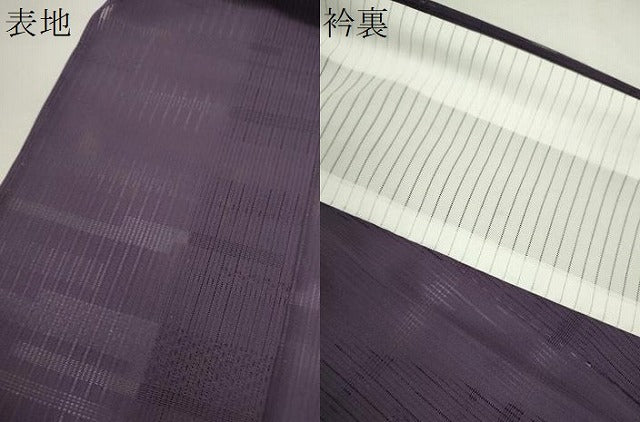 平和屋着物＊夏物　色無地　縦絽　吉祥紋絽　滅紫色　正絹　逸品　CABH7627ze