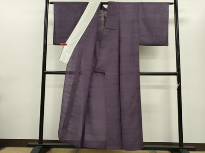 平和屋着物＊夏物　色無地　縦絽　吉祥紋絽　滅紫色　正絹　逸品　CABH7627ze
