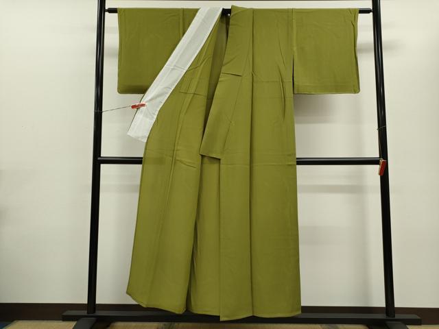 平和屋着物＊夏物　色無地　絽　万葉涼風　鶯色　五泉　正絹　逸品　未使用　CABH7628ze