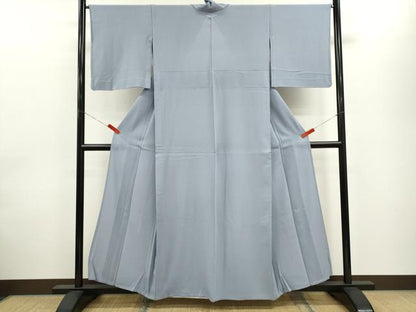 平和屋着物＊夏物　色無地　絽縮緬　暁鼠色　正絹　逸品　CABH7629ze