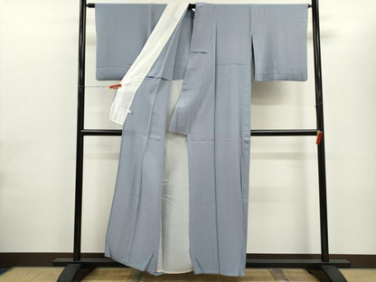 平和屋着物＊夏物　色無地　絽縮緬　暁鼠色　正絹　逸品　CABH7629ze
